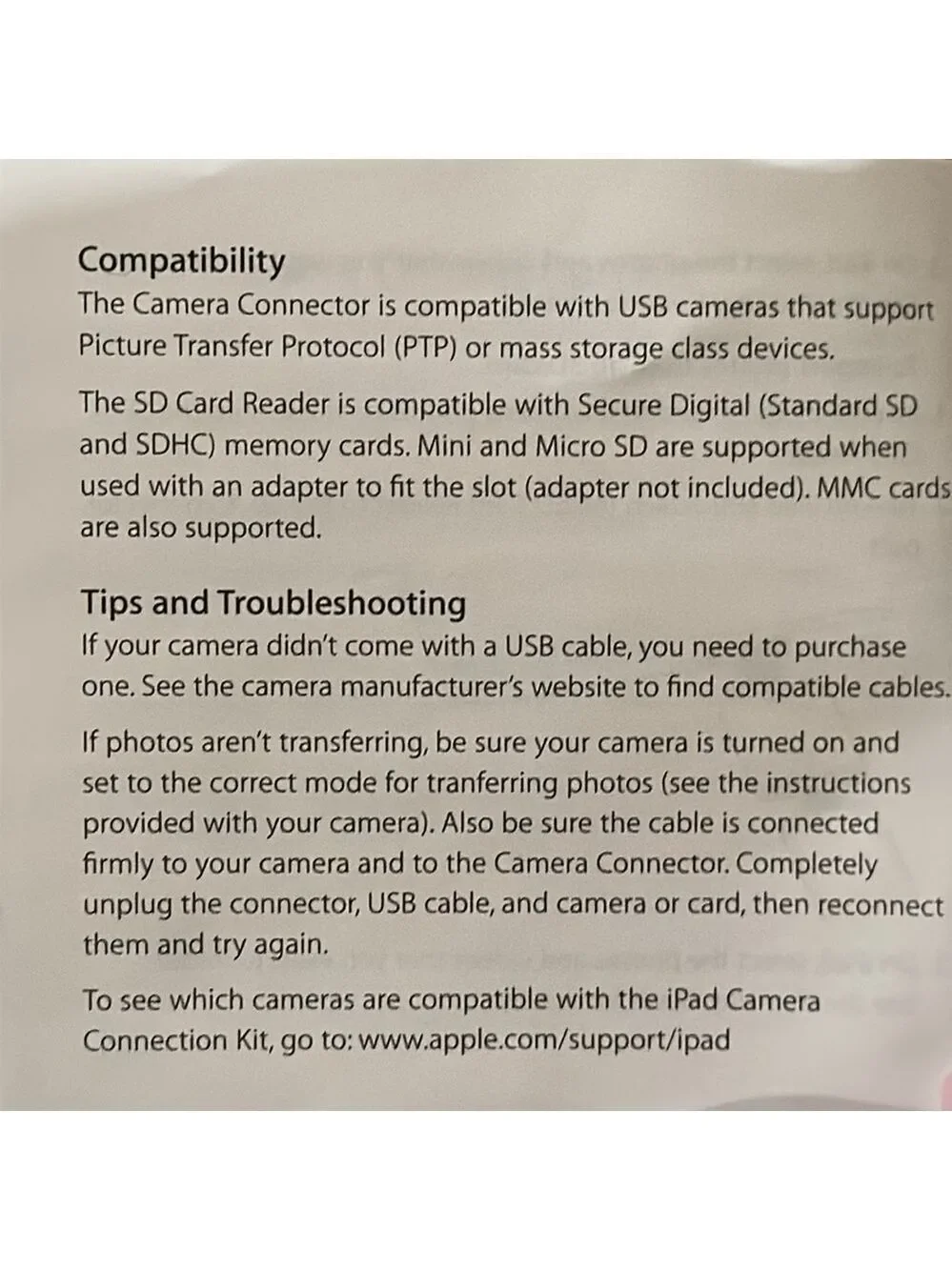 Apple iPad Camera Connection Kit Two